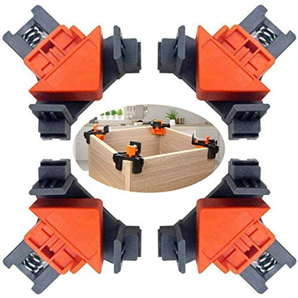 orange+black Set of 4 Clamp Tool with Adjustable Hand Tools 90 Degree Angle Clamps Right Angle Clip Fixer Woodworking Corner Clip 